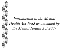 Introduction to the Mental Health Act 1983