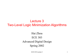 Lecture 2 Logic Miminimization Algorithms