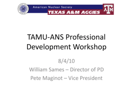TAMU-ANS Professional Development Workshop