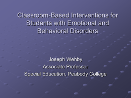 Classroom-Based Intervention for Students with Emotional