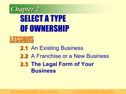 Chapter 4 SELECT A TYPE OF OWNERSHIP