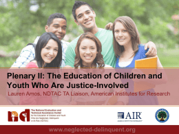 Plenary II: The Education of Children and Youth Who Are