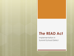The READ Act - Summit School District / Overview
