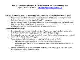 FFATA Sub Award Report & OMB Guidance on Transparency Act