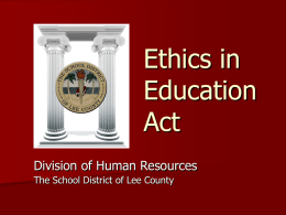 Ethics in Education Act - Lee County Public Schools