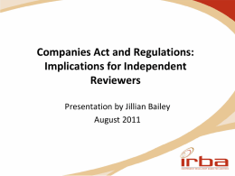 Companies Act and Regulations: Implications for