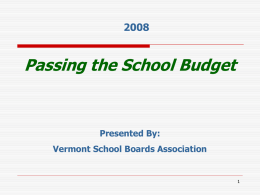 Act 60 - Vermont School Boards Association