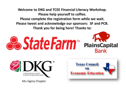 Welcome to DKG and TCEE Financial Literacy Workshop.