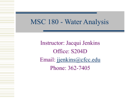 MSC 180 - Water Analysis