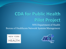 CDA for Public Health Pilot Project