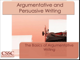 Argumentative and Persuasive Writing