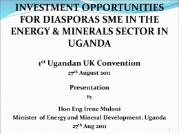 INVESTMENT OPPORTUNITIES IN THE Energy, Minerals, Oil