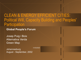 ENERGY EFFICIENT CITIES: Political Will, Capacity Building