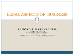 LEGAL ASPECTS OF BUSINESS
