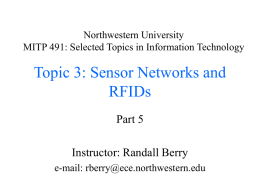 Topic 5: Sensor Networks - Northwestern University
