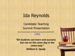 Ida Reynolds - Reinhardt University