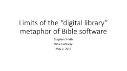Limits of the “digital library” metaphor of Bible software