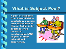 What is Subject Pool? - Loyola Marymount University