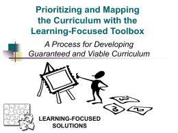 Prioritizing and Mapping Curriculum