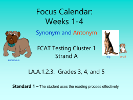 Focus Calendar: Weeks 1-4