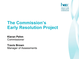 Overview of the Commission’s complaints handling functions