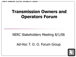 Transmission Owners and Operators Forum