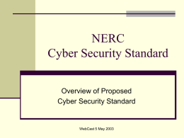 Webcast Cyber std Sec prestentation 05-05-03
