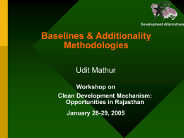 Baselines, Additionality & Monitoring Methodologies