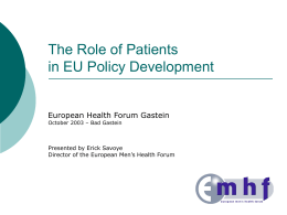 Practical Steps to Lobbying - European Health Forum Gastein