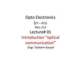 Opto Electronics (ET – 421) FALL