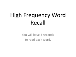 High Frequency Word Recall - Rochester School District