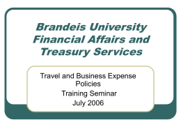 Brandeis University Financial Affairs and Treasury Services