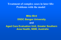 Michael Bird, PhD Centre for Mental Health Research The