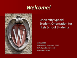 University Special Student Orientation for High School