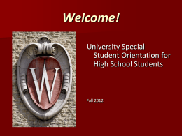 University Special Student Orientation for High School