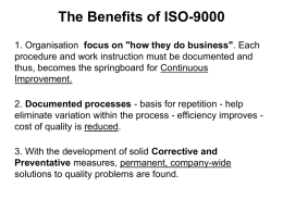 The Benefits of ISO-9000 - Indian Telephone Industries Limited