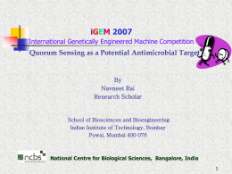 (BTS 801) Quorum Sensing as a Potential Antimicrobial Target