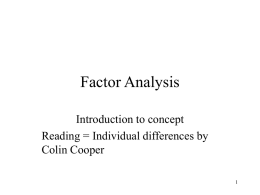 Factor Analysis - Home : School of Psychology:Trinity
