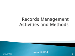 Session III (Part A) Records Management Activities and Methods