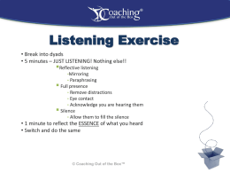 Listening Exercise - Coaching Out Of The Box