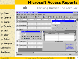 MS Access Reports - Thinking Outside the Text Box