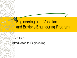 Engineering as a Vocation - University of Mary Hardin–Baylor