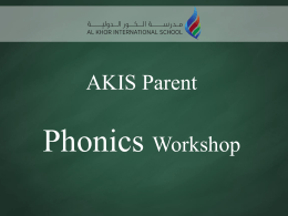 AKIS Parent Phonics Workshop
