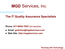 QUALITY ASSURANCE - MGD Services Inc. | Running with