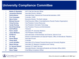 University Compliance Committee Meeting December 16th