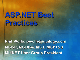 ASP.NET Best Practices