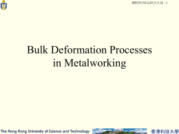 Bulk Deformation Processes in Metalworking