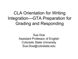 CLA Orientation for Writing Integration—GTA Preparation