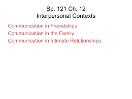 Sp. 121 Ch. 12 Interpersonal Contexts