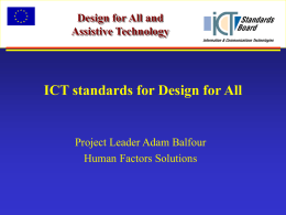 ICT standards for Design for All